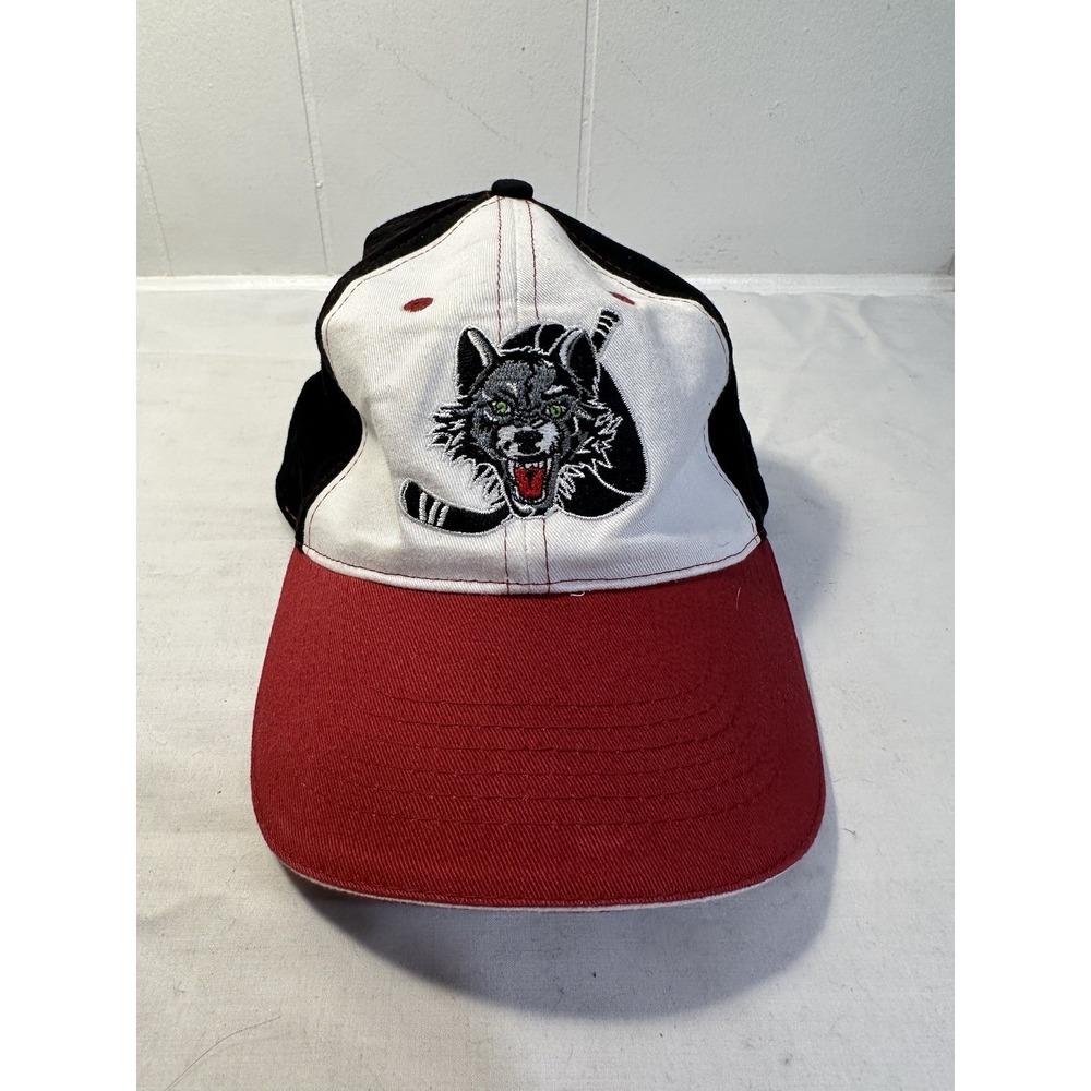VTG Chicago Wolves Hockey Hat Cap Embroidered Logo Red/black/white‎ Adjustable